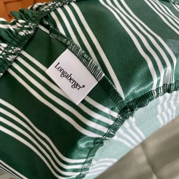 Longaberger Christmas Collection 1999 Popcorn Basket with Green Striped Liner - Picture 9 of 11